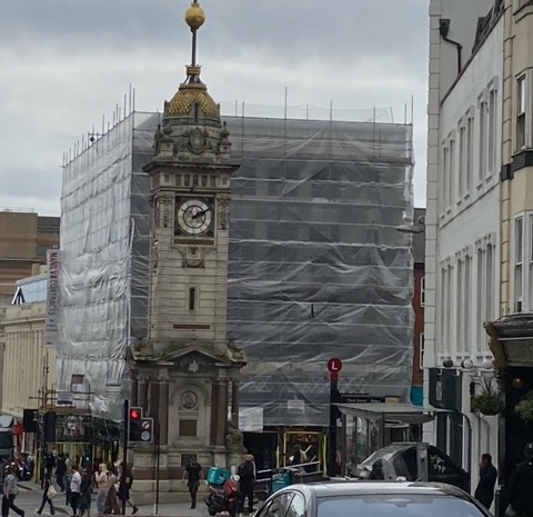 Waterstones covered in scaffolding